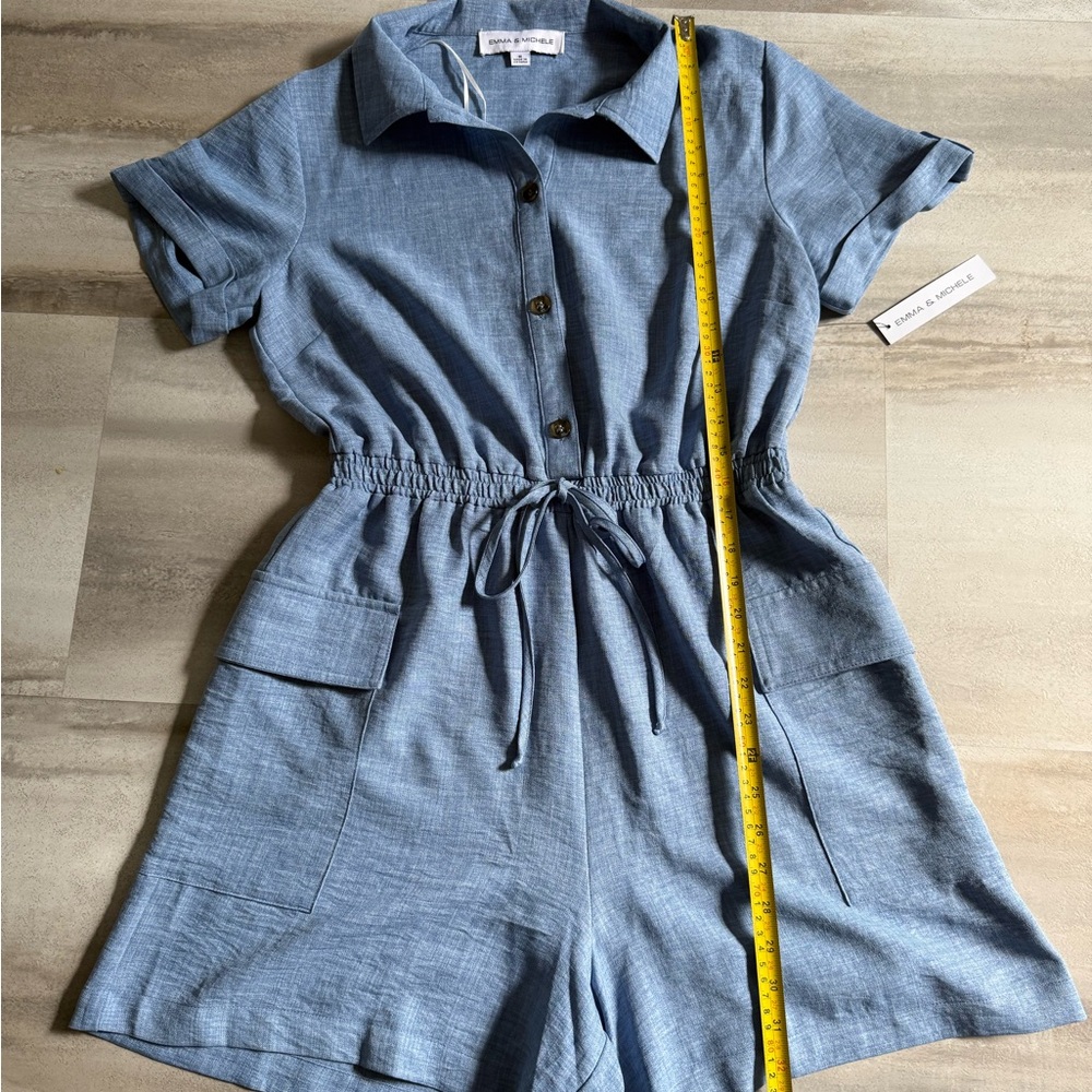 Emma & Michele Chambray Button-Up Top jumpsuit’s - Picture 4 of 11